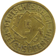 GERMANY WEIMAR 5 PFENNIG 1925 E #a055 0389 - 5 Renten- & 5 Reichspfennig