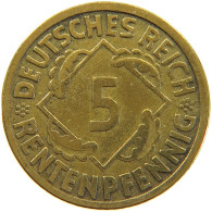 GERMANY WEIMAR 5 PFENNIG 1924 J #a055 0373 - 5 Rentenpfennig & 5 Reichspfennig