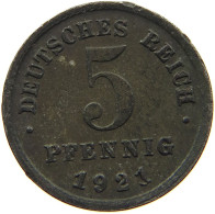 GERMANY WEIMAR 5 PFENNIG 1921 F #a086 0333 - 5 Rentenpfennig & 5 Reichspfennig