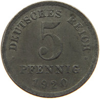 GERMANY WEIMAR 5 PFENNIG 1920 E #a006 0747 - 5 Rentenpfennig & 5 Reichspfennig