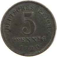 GERMANY WEIMAR 5 PFENNIG 1920 F #a068 0449 - 5 Rentenpfennig & 5 Reichspfennig