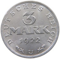 GERMANY WEIMAR 3 MARK 1922 J #a051 0465 - 3 Marcos & 3 Reichsmark