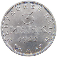 GERMANY WEIMAR 3 MARK 1922 A TOP #s042 0525 - 3 Marcos & 3 Reichsmark