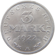 GERMANY WEIMAR 3 MARK 1922 A #a021 1085 - 3 Marcos & 3 Reichsmark