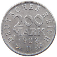 GERMANY WEIMAR 200 MARK 1923 D TOP #a021 1011 - 200 & 500 Mark