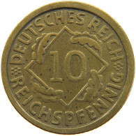 GERMANY WEIMAR 10 PFENNIG 1925 E #a054 0719 - 10 Renten- & 10 Reichspfennig