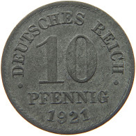 GERMANY WEIMAR 10 PFENNIG 1921 TOP #a056 0799 - 10 Renten- & 10 Reichspfennig