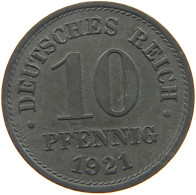 GERMANY WEIMAR 10 PFENNIG 1921 TOP #a006 0409 - 10 Rentenpfennig & 10 Reichspfennig
