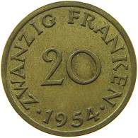 GERMANY WEST 20 FRANKEN 1954 SAARLAND #s002 0097 - 20 Frank