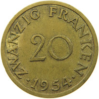 GERMANY WEST 20 FRANKEN 1954 SAARLAND #a074 0149 - 20 Franchi