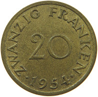 GERMANY WEST 20 FRANKEN 1954 SAARLAND #a081 0097 - 20 Francos