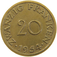 GERMANY WEST 20 FRANKEN 1954 SAARLAND #a064 0757 - 20 Francos