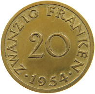 GERMANY WEST 20 FRANKEN 1954 SAARLAND #a047 0271 - 20 Franchi