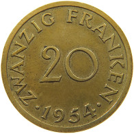 GERMANY WEST 20 FRANKEN 1954 SAARLAND #a047 0277 - 20 Franchi