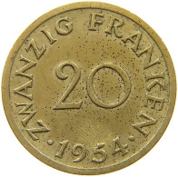 GERMANY WEST 20 FRANKEN 1954 SAARLAND #a019 0747 - 20 Franchi