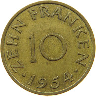 GERMANY WEST 10 FRANKEN 1954 SAARLAND #s071 0199 - 10 Franchi