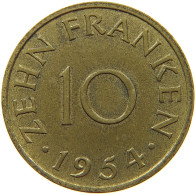 GERMANY WEST 10 FRANKEN 1954 SAARLAND #s066 0695 - 10 Francos