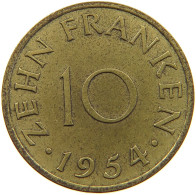 GERMANY WEST 10 FRANKEN 1954 SAARLAND #a056 0515 - 10 Franchi