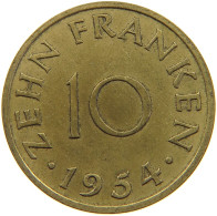 GERMANY WEST 10 FRANKEN 1954 SAARLAND #a056 0517 - 10 Franken