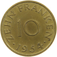 GERMANY WEST 10 FRANKEN 1954 SAARLAND #a056 0505 - 10 Franchi