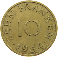 GERMANY WEST 10 FRANKEN 1954 SAARLAND #a056 0503 - 10 Franchi