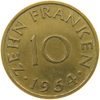 GERMANY WEST 10 FRANKEN 1954 SAARLAND #a047 0499 - 10 Francos