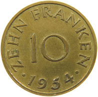 GERMANY WEST 10 FRANKEN 1954 SAARLAND #a047 0505 - 10 Franchi