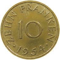 GERMANY WEST 10 FRANKEN 1954 SAARLAND #a021 0153 - 10 Francos