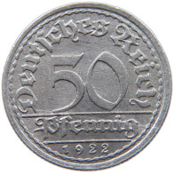 GERMANY WEIMAR 50 PFENNIG 1922 F TOP #a053 0563 - 50 Renten- & 50 Reichspfennig