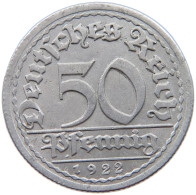 GERMANY WEIMAR 50 PFENNIG 1922 G #a053 0571 - 50 Renten- & 50 Reichspfennig