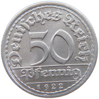 GERMANY WEIMAR 50 PFENNIG 1922 D TOP #a053 0565 - 50 Rentenpfennig & 50 Reichspfennig