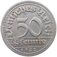 GERMANY WEIMAR 50 PFENNIG 1922 D #a053 0489 - 50 Renten- & 50 Reichspfennig