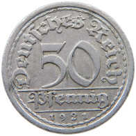 GERMANY WEIMAR 50 PFENNIG 1921 J #a036 0537 - 50 Rentenpfennig & 50 Reichspfennig