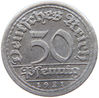 GERMANY WEIMAR 50 PFENNIG 1921 F #a053 0525 - 50 Rentenpfennig & 50 Reichspfennig