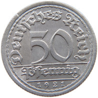 GERMANY WEIMAR 50 PFENNIG 1921 F #a053 0531 - 50 Rentenpfennig & 50 Reichspfennig