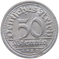GERMANY WEIMAR 50 PFENNIG 1920 F #a053 0527 - 50 Renten- & 50 Reichspfennig