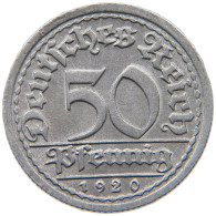 GERMANY WEIMAR 50 PFENNIG 1920 F #a036 0539 - 50 Renten- & 50 Reichspfennig