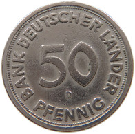 GERMANY WEST 50 PFENNIG 1949 D #a072 0681 - 50 Pfennig