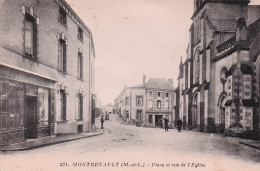 Montrevault - Place Et Rue De L'Eglise    - CPA °J - Montrevault