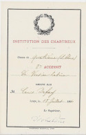 LYON Le 18 Juillet 1896 INSTITUTION DES CHARTREUX 2e ACCESSIT De Version Latine Mérité Par M. Louis .................... - Diplômes & Bulletins Scolaires