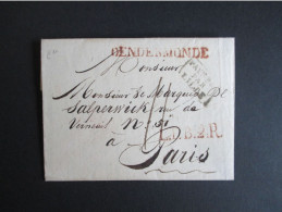 Brief  Verstuurd Uit Dendermonde Naar Parijs Op 23/12/1823 - Pays Bas Par Lille - Grensstempel - Port 11 Deciem - 1830-1849 (Unabhängiges Belgien)