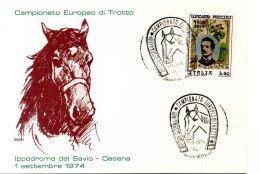 TEMATICA CAVALLI - HORSES - Cartolina, Campionato Europeo Di Trotto, Sport, Cesena - Horses