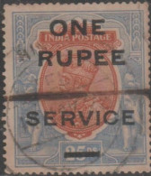 1925 STAMPS OF INDIA King George V  1r On 25r SURCHAGED  SG- O103( Tear Due To Heavy Cancellation) - Andere & Zonder Classificatie