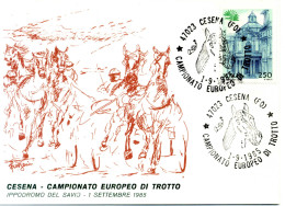 TEMATICA CAVALLI - HORSES - Cartolina, Campionato Europeo Di Trotto, Sport, Cesena - Chevaux