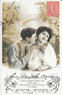 2   CARTES  FANTAISIE ANNEE 1908 -  COUPLE   POEME D'AMOUR  -  TBE    :    -  CIRCULEE - Collections & Lots