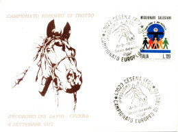 TEMATICA CAVALLI - HORSES - Cartolina, Campionato Europeo Di Trotto, Sport, Cesena - Paarden