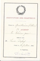 LYON Le 18 Juillet 1896 INSTITUTION DES CHARTREUX 2e ACCESSIT De Thème Grec Mérité Par M. Louis .................. - Diplômes & Bulletins Scolaires