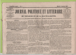 JOURNAL POLITIQUE TOULOUSE 05 01 1841 - CONSEIL MUNICIPAL - CHATEAUBRIAND - VILLEFRANCHE - RODEZ - ALBI - RABASTENS ... - 1800 - 1849