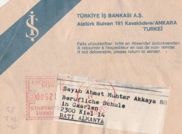 Türkei Briefstück Mit Freistempel Ankara Nach Kiel Türkiye Is Bankasi A.s Porto 12 500 1983 - Lettres & Documents