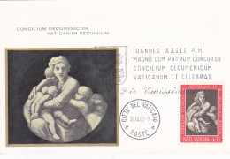 COUNCIL OF THE VATICAN, SPECIAL POSTCARD, OBLIT FDC, 1962, VATICAN - Covers & Documents